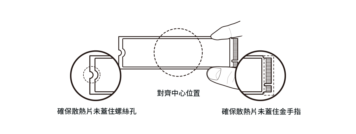 將散熱片黏貼至正確位置